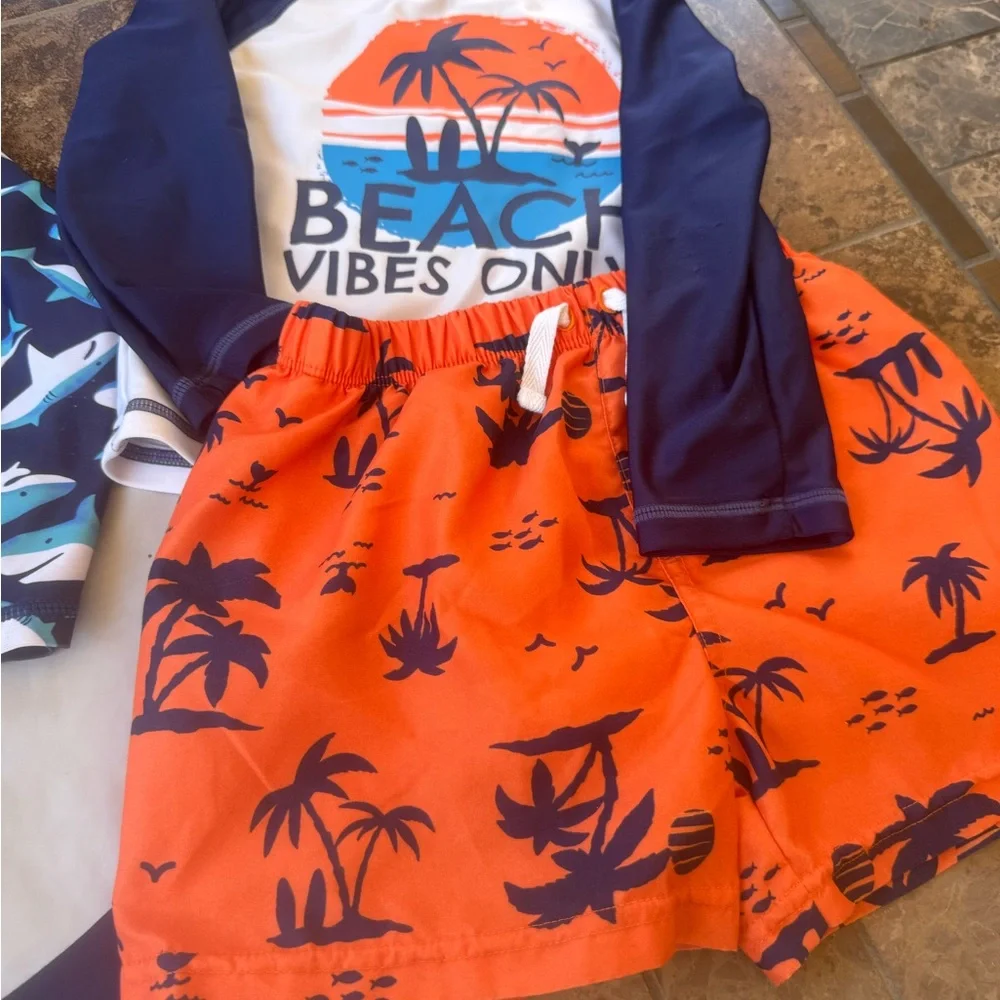 Gerber Blue and Orange Rashguards Swim Set - Picture 3 of 3